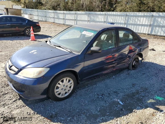 2005 Honda Civic Sdn LX SSRS with VIN 2HGES16655H609381, listed as a Copart auction lot 42526385 with 141,040 mi miles and Salvage Title. Bid and sale history available at carsss.com. Image 1.