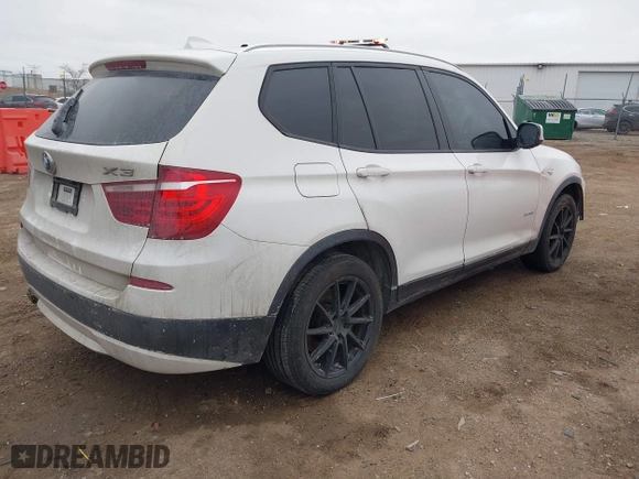 2013 BMW X3 xDrive28i with VIN 5UXWX9C55D0A27106, listed as a IAAI auction lot 41468713 with 198,996 mi miles. Bid and sale history available at carsss.com. Image 4.