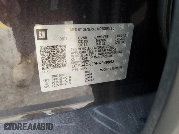 2017 Cadillac Escalade Premium Luxury z VIN 1GYS4CKJ0HR349052, wystawiony jako Copart lot #42430434 z przebiegiem 44 598 mil mil oraz Szkoda całkowita • Salvage title. Historia ofert i sprzedaży dostępna na DreamBid. Obrazek 15.