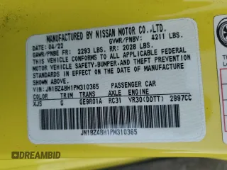 2023 Nissan Z Performance z VIN JN1BZ4BH1PM310365, wystawiony jako Copart lot #86401434 z przebiegiem 10 320 mil mil oraz Szkoda całkowita • Salvage title. Historia ofert i sprzedaży dostępna na DreamBid. Obrazek 12.