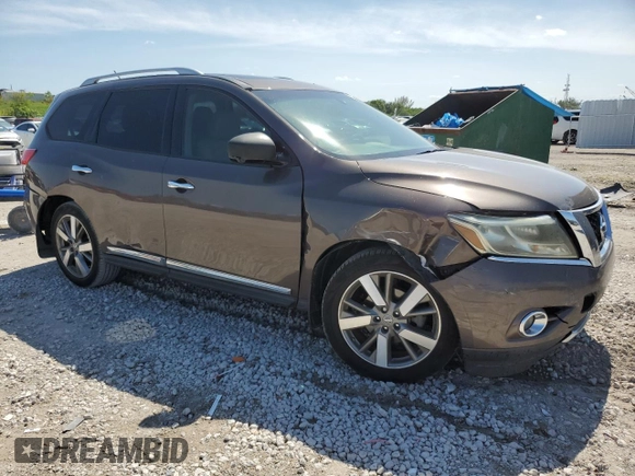 2015 Nissan Pathfinder Platinum z VIN 5N1AR2MN2FC601666, wystawiony jako Copart lot #56070145 z przebiegiem 187 875 mil mil oraz Szkoda całkowita • Salvage title. Historia ofert i sprzedaży dostępna na DreamBid. Obrazek 4.