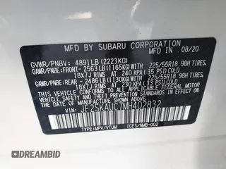 2021 Subaru Forester Limited with VIN JF2SKAUC7MH402832, listed as a IAAI auction lot 41995088 with 62,948 mi miles and . Bid and sale history available at DreamBid. Image 9.
