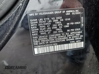 2024 Volkswagen Atlas SEL with VIN 1V2BE2CA2RC231602, listed as a Copart auction lot 59927465 with 16,022 mi miles and Salvage title. Bid and sale history available at DreamBid. Image 14.