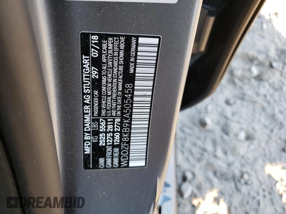 2019 Mercedes-Benz E 63 S AMG with VIN WDDZF8KB9KA505458, listed as a Copart auction lot 81146624 with Not Provided miles and Salvage Title. Bid and sale history available at DreamBid. Image 13.