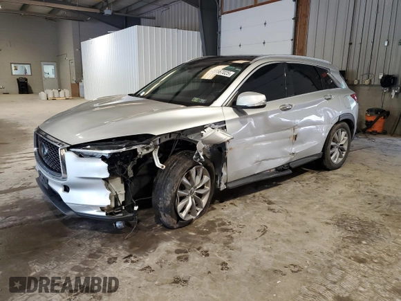 2019 Infiniti QX50 Luxe z VIN 3PCAJ5M39KF128678, wystawiony jako Copart lot #59567025 z przebiegiem 103 090 mil mil oraz Szkoda całkowita • Salvage title. Historia ofert i sprzedaży dostępna na DreamBid. Obrazek 1.
