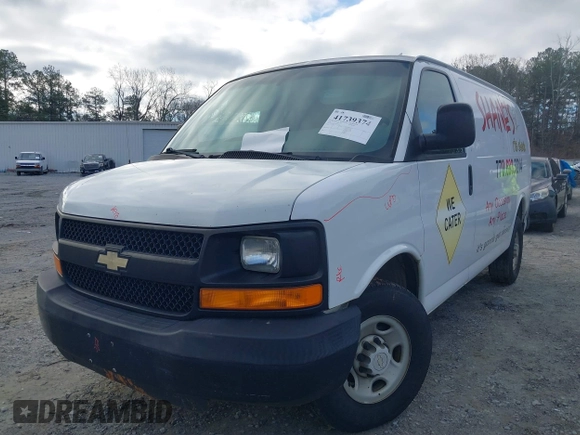 2008 Chevrolet Express Cargo Van with VIN 1GCGG25C381100754, listed as a IAAI auction lot 41739374 with 149,448 mi miles. Bid and sale history available at carsss.com. Image 2.