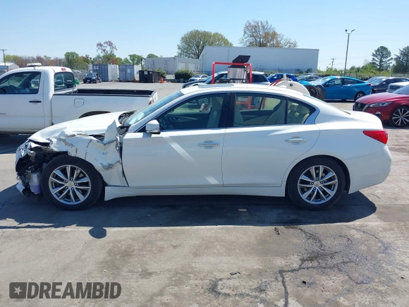2014 Infiniti Q50 Premium with VIN JN1BV7APXEM691474, listed as a IAAI auction lot 41884939 with 135,559 mi miles. Bid and sale history available at carsss.com. Image 14.