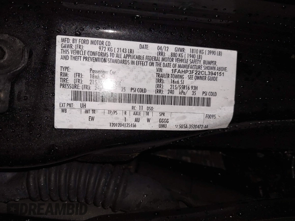 2012 Ford Focus SE с VIN 1FAHP3F22CL394151, выставлен на аукционе IAAI как лот 42146644 с пробегом 79 433 миль миль и . История ставок и продаж доступна на DreamBid. Изображение 9.