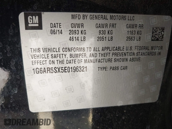 2014 Cadillac CTS Luxury RWD with VIN 1G6AR5SX5E0196321, listed as a IAAI auction lot 41811575 with 139,115 mi miles. Bid and sale history available at carsss.com. Image 9.