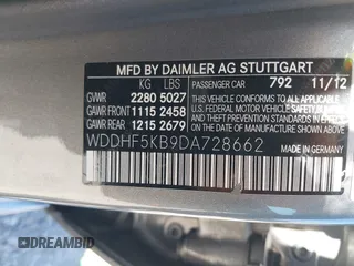 2013 Mercedes-Benz E 350 Luxury with VIN WDDHF5KB9DA728662, listed as a IAAI auction lot 42673110 with 102,824 mi miles and . Bid and sale history available at DreamBid. Image 9.