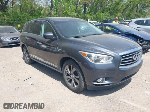 2013 Infiniti JX35 with VIN 5N1AL0MM1DC306701, listed as a IAAI auction lot 42131992 with 177,357 mi miles. Bid and sale history available at carsss.com. Image 1.