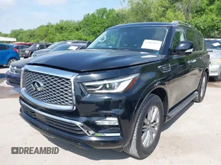 2018 Infiniti QX80 with VIN JN8AZ2NF4J9660983, listed as a IAAI auction lot 42063055 with 24,347 mi miles. Bid and sale history available at carsss.com. Image 2.