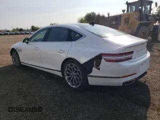 2023 Genesis G80 2.5T with VIN KMTGB4SC4PU144730, listed as a Copart auction lot 73025174 with 35,382 mi miles and Salvage Title. Bid and sale history available at carsss.com. Image 2.
