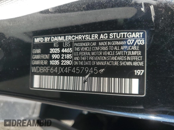 2004 Mercedes-Benz C 320 with VIN WDBRF64JX4F457945, listed as a Copart auction lot 88925605 with Not Provided miles and Salvage Title. Bid and sale history available at DreamBid. Image 15.