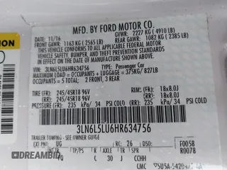 2017 Lincoln MKZ Hybrid Select with VIN 3LN6L5LU6HR634756, listed as a IAAI auction lot 41455406 with 91,995 mi miles and . Bid and sale history available at DreamBid. Image 9.