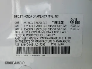 2018 Acura MDX Technology с VIN 5J8YD4H51JL017292, выставлен на аукционе Copart как лот 55680895 с пробегом 40 790 миль миль и Списание • Salvage title. История ставок и продаж доступна на DreamBid. Изображение 13.