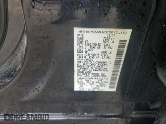 2008 Nissan Titan SE with VIN 1N6BA07D68N342272, listed as a Copart auction lot 42934295 with 354,687 mi miles and Salvage Title. Bid and sale history available at carsss.com. Image 12.