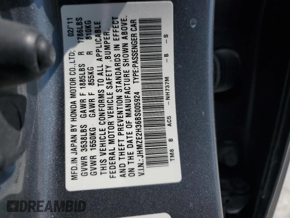 2011 Honda Insight z VIN JHMZE2H36BS005924, wystawiony jako Copart lot #48688355 z przebiegiem 137 345 mil mil oraz Szkoda całkowita • Salvage title. Historia ofert i sprzedaży dostępna na DreamBid. Obrazek 12.