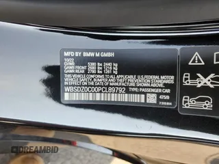 2023 BMW M8 Competition with VIN WBSDZ0C00PCL89792, listed as a Copart auction lot 88735965 with 22,068 mi miles and Salvage Title. Bid and sale history available at carsss.com. Image 12.