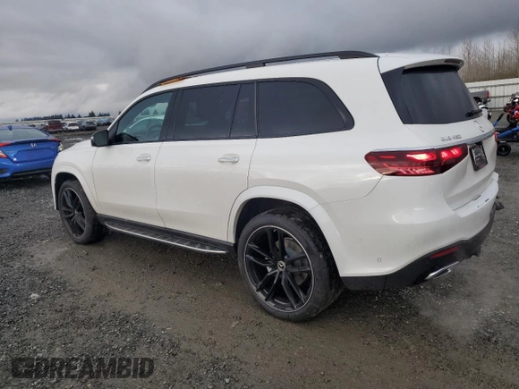 2025 Mercedes-Benz GLS with VIN 4JGFF5KE7SB324547, listed as a Copart auction lot 45541525 with 1,967 mi miles and Salvage Title. Bid and sale history available at carsss.com. Image 2.