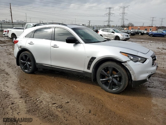 2016 Infiniti QX70 with VIN JN8CS1MW4GM400288, listed as a Copart auction lot 51423095 with 115,733 mi miles and Salvage Title. Bid and sale history available at carsss.com. Image 4.