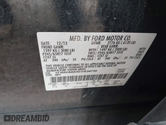 2014 Ford Explorer with VIN 1FM5K8B85EGB34739, listed as a IAAI auction lot 41405623 with 196,183 mi miles and . Bid and sale history available at carsss.com. Image 9.