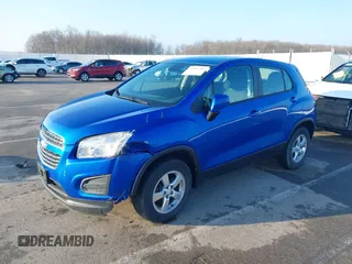 2016 Chevrolet Trax LS with VIN KL7CJNSB3GB555610, listed as a IAAI auction lot 41687384 with 95,626 mi miles. Bid and sale history available at carsss.com. Image 2.