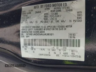 2010 Ford Explorer XLT with VIN 1FMEU6DE9AUA38321, listed as a IAAI auction lot 41817817 with 204,623 mi miles. Bid and sale history available at carsss.com. Image 9.