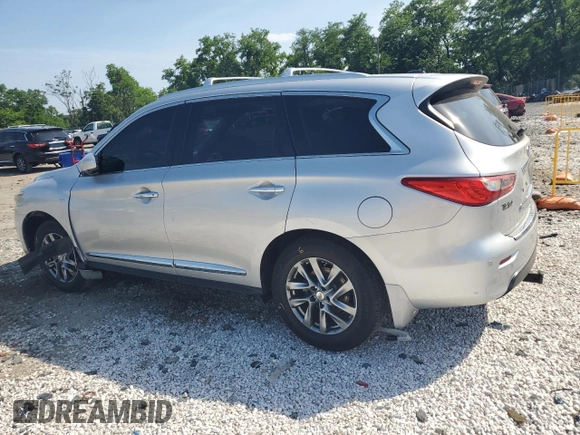 2014 Infiniti QX60 with VIN 5N1AL0MM2EC504690, listed as a Copart auction lot 62055565 with 120,316 mi miles and Salvage title. Bid and sale history available at DreamBid. Image 2.
