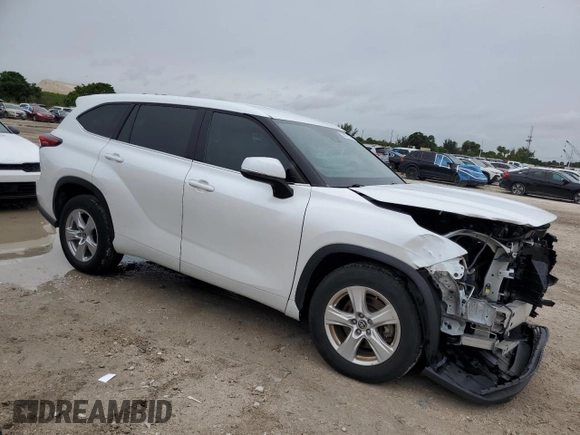 2022 Toyota Highlander L with VIN 5TDCZRAH0NS120106, listed as a Copart auction lot 59477505 with 42,971 mi miles and Salvage title. Bid and sale history available at DreamBid. Image 4.