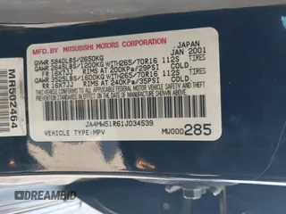 2001 Mitsubishi Montero Limited z VIN JA4MW51R61J034539, wystawiony jako IAAI lot #42336255 z przebiegiem 266 938 mil mil oraz . Historia ofert i sprzedaży dostępna na DreamBid. Obrazek 9.