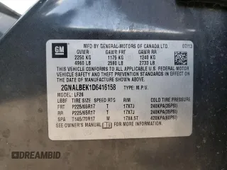 2013 Chevrolet Equinox LS z VIN 2GNALBEK1D6416158, wystawiony jako Copart lot #57126925 z przebiegiem 113 474 mil mil oraz Szkoda całkowita • Salvage title. Historia ofert i sprzedaży dostępna na DreamBid. Obrazek 12.