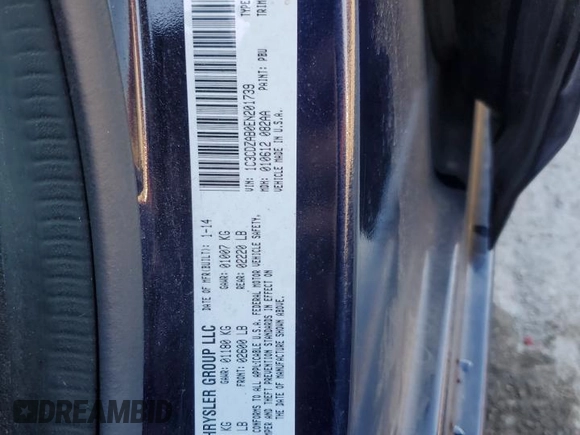 2014 Dodge Avenger SE with VIN 1C3CDZAB0EN201739, listed as a Copart auction lot 43484185 with 62,066 mi miles and Salvage Title. Bid and sale history available at carsss.com. Image 14.