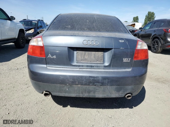 2003 Audi A4 1.8T with VIN WAULC68E03A349744, listed as a Copart auction lot 70217214 with 186,839 mi miles and Salvage Title. Bid and sale history available at carsss.com. Image 6.