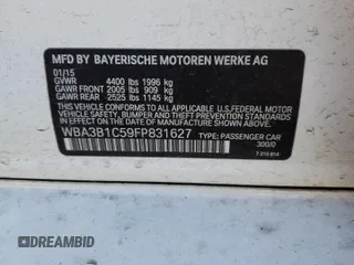 2015 BMW 3 Series 320i with VIN WBA3B1C59FP831627, listed as a Copart auction lot 46064255 with 183,115 mi miles and Salvage Title. Bid and sale history available at carsss.com. Image 12.