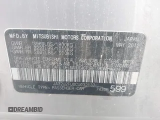 2012 Mitsubishi Lancer ES with VIN JA32U2FU0CU032137, listed as a IAAI auction lot 41435033 with 177,811 mi miles. Bid and sale history available at carsss.com. Image 9.