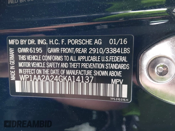 2016 Porsche Cayenne с VIN WP1AA2A24GKA14137, выставлен на аукционе IAAI как лот 42602325 с пробегом 61 865 миль миль и . История ставок и продаж доступна на DreamBid. Изображение 9.