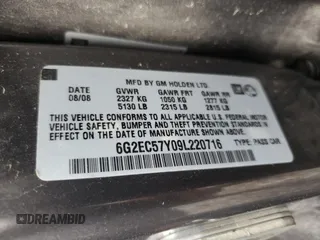 2009 Pontiac G8 GT z VIN 6G2EC57Y09L220716, wystawiony jako Copart lot #66711884 z przebiegiem 134 071 mil mil oraz Szkody całkowita. Historia ofert i sprzedaży dostępna na DreamBid. Obrazek 13.