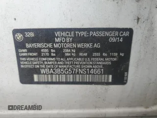 2015 BMW 3 Series 328i xDrive с VIN WBA3B5G57FNS14661, выставлен на аукционе Copart как лот 61301435 с пробегом 94 905 миль миль и Списание • Salvage title. История ставок и продаж доступна на DreamBid. Изображение 12.