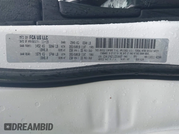 2020 Jeep Grand Cherokee Laredo E с VIN 1C4RJFAG7LC210097, выставлен на аукционе IAAI как лот 41480983 с пробегом 66 147 миль миль и . История ставок и продаж доступна на DreamBid. Изображение 9.