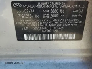2014 Hyundai Elantra SE with VIN 5NPDH4AE1EH466624, listed as a Copart auction lot 50039175 with Not Provided miles and Salvage Title. Bid and sale history available at DreamBid. Image 13.