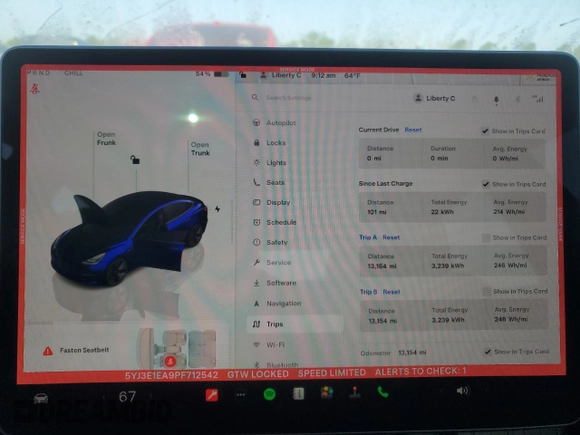 2023 Tesla Model 3 z VIN 5YJ3E1EA9PF712542, wystawiony jako Copart lot #52124295 z przebiegiem 13 154 mil mil oraz Czysty tytuł • Clean title. Historia ofert i sprzedaży dostępna na DreamBid. Obrazek 9.