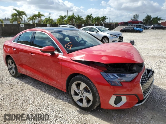 2022 Audi A3 Premium with VIN WAUAUDGY1NA072271, listed as a Copart auction lot 40297433 with 10,293 mi miles. Bid and sale history available at carsss.com. Image 4.
