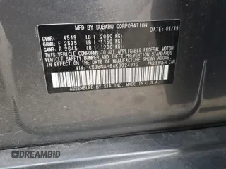 2019 Subaru Legacy Premium with VIN 4S3BNAH64K3024912, listed as a Copart auction lot 72979973 with 32,015 mi miles. Bid and sale history available at carsss.com. Image 14.