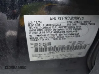 2005 Ford Five Hundred Limited with VIN 1FAHP28175G127971, listed as a IAAI auction lot 41798451 with Not Provided miles. Bid and sale history available at carsss.com. Image 9.