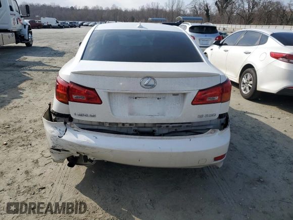 2008 Lexus IS 250 with VIN JTHBK262182063615, listed as a Copart auction lot 44211525 with 147,433 mi miles and Salvage Title. Bid and sale history available at DreamBid. Image 6.