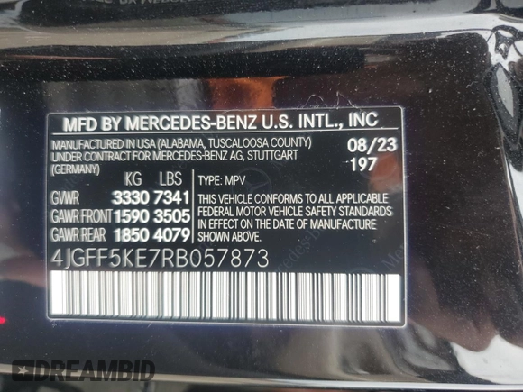 2024 Mercedes-Benz GLS 450 with VIN 4JGFF5KE7RB057873, listed as a Copart auction lot 68994884 with 18,749 mi miles and Salvage Title. Bid and sale history available at DreamBid. Image 13.