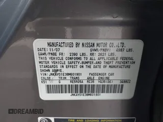 2008 Infiniti M with VIN JNKAY01E38M601901, listed as a IAAI auction lot 41695374 with Not Provided miles and . Bid and sale history available at DreamBid. Image 9.