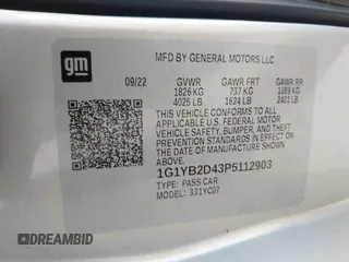 2023 Chevrolet Corvette 2LT with VIN 1G1YB2D43P5112903, listed as a IAAI auction lot 40567701 with 25,631 mi miles and . Bid and sale history available at DreamBid. Image 9.