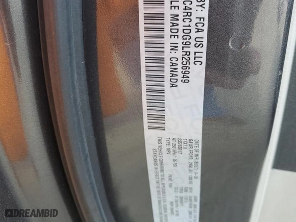 2020 Chrysler Voyager LXI with VIN 2C4RC1DG9LR256949, listed as a Copart auction lot 44769975 with NaN miles and Clean Title. Bid and sale history available at carsss.com. Image 13.